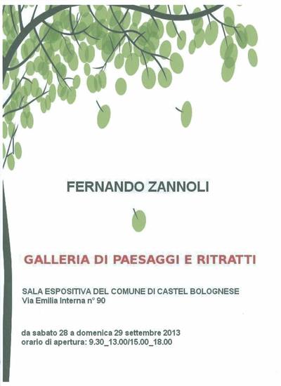 Manifesto della mostra «Fernando Zannoli, galleria di paesaggi e ritratti», Castel Bolognese, 28 e 29 settembre 2013