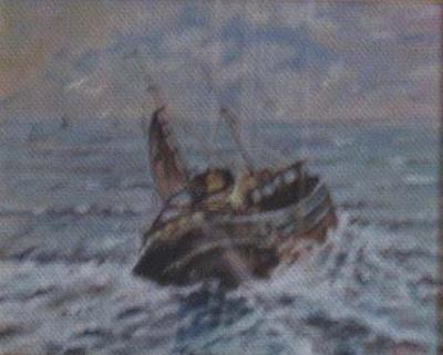 Barca nella tempesta, dipinto a olio di Fernando Zannoli