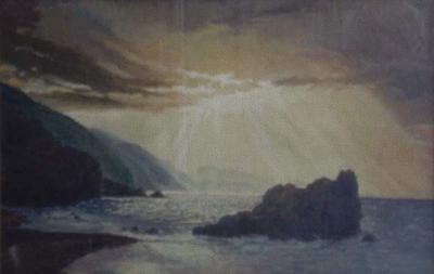 Raggi di sole sul mare, dipinto a olio di Fernando Zannoli