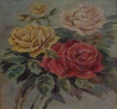 Rose gialle e rosse, dipinto a olio di Fernando Zannoli